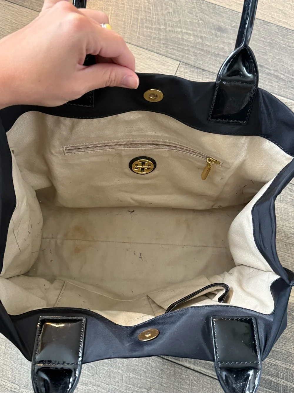 Tory Burch Black Nylon Ella Tote Bag